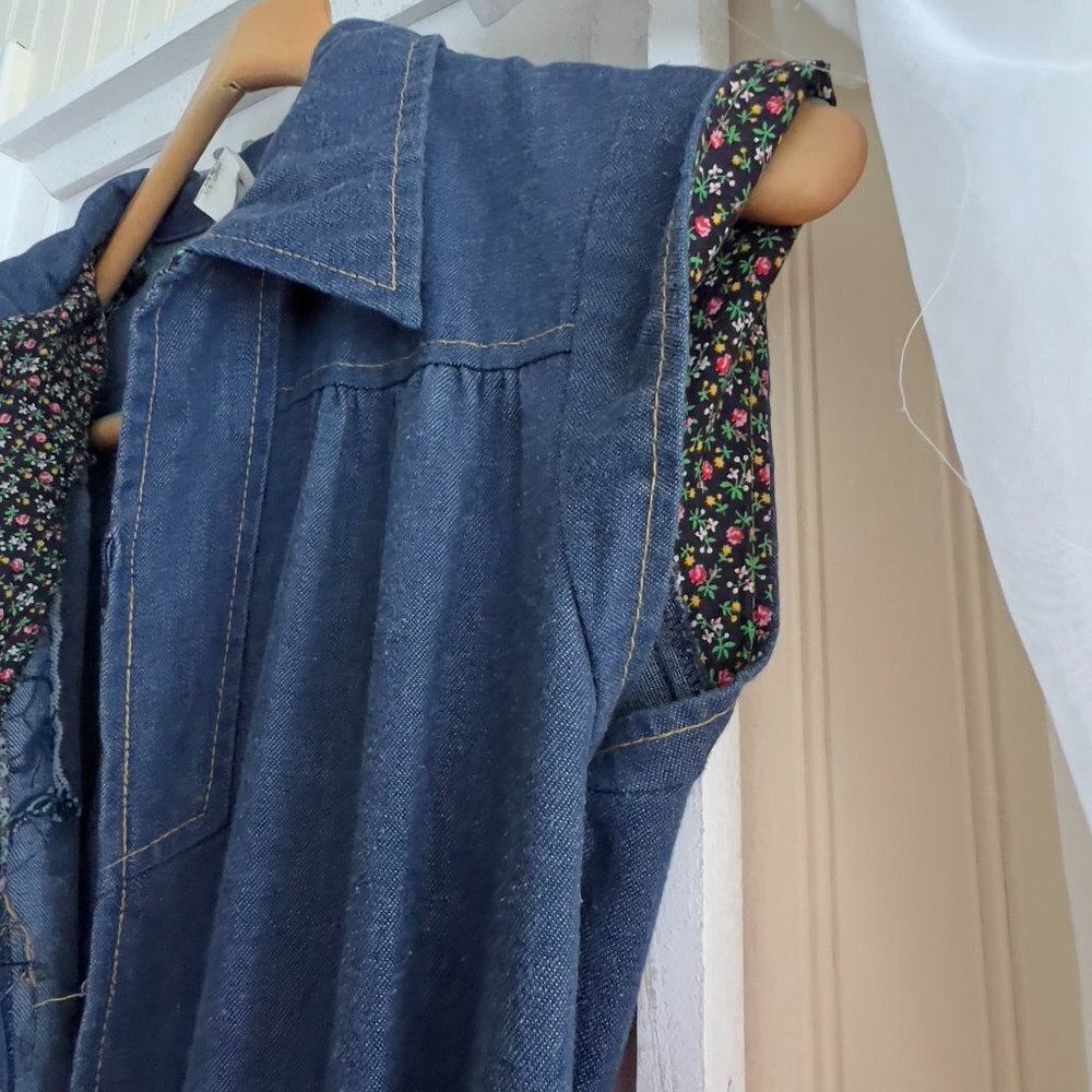 Vintage 70s Denim Midi Dress Union Label vintage size 13 - Picture 7 of 9